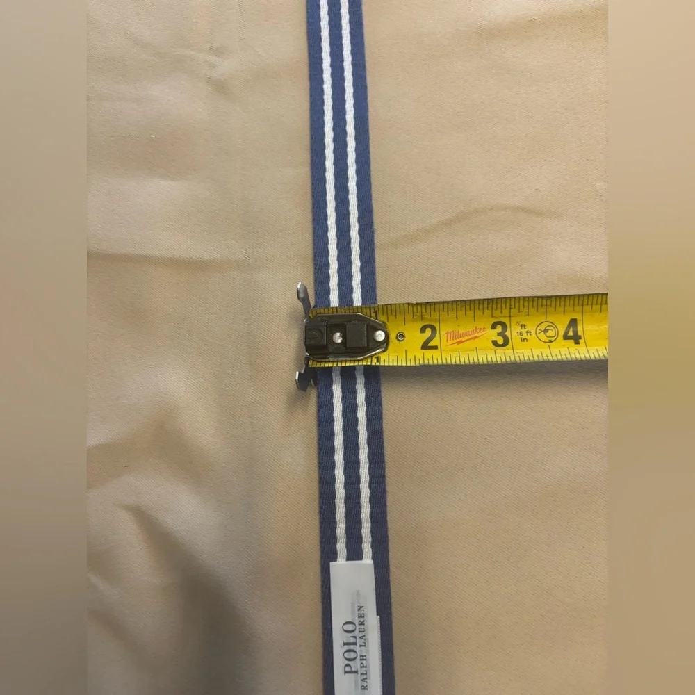 POLO Ralph Lauren Belt Boy Sz 7 Blue White Striped D-Ring Preppy Nautical